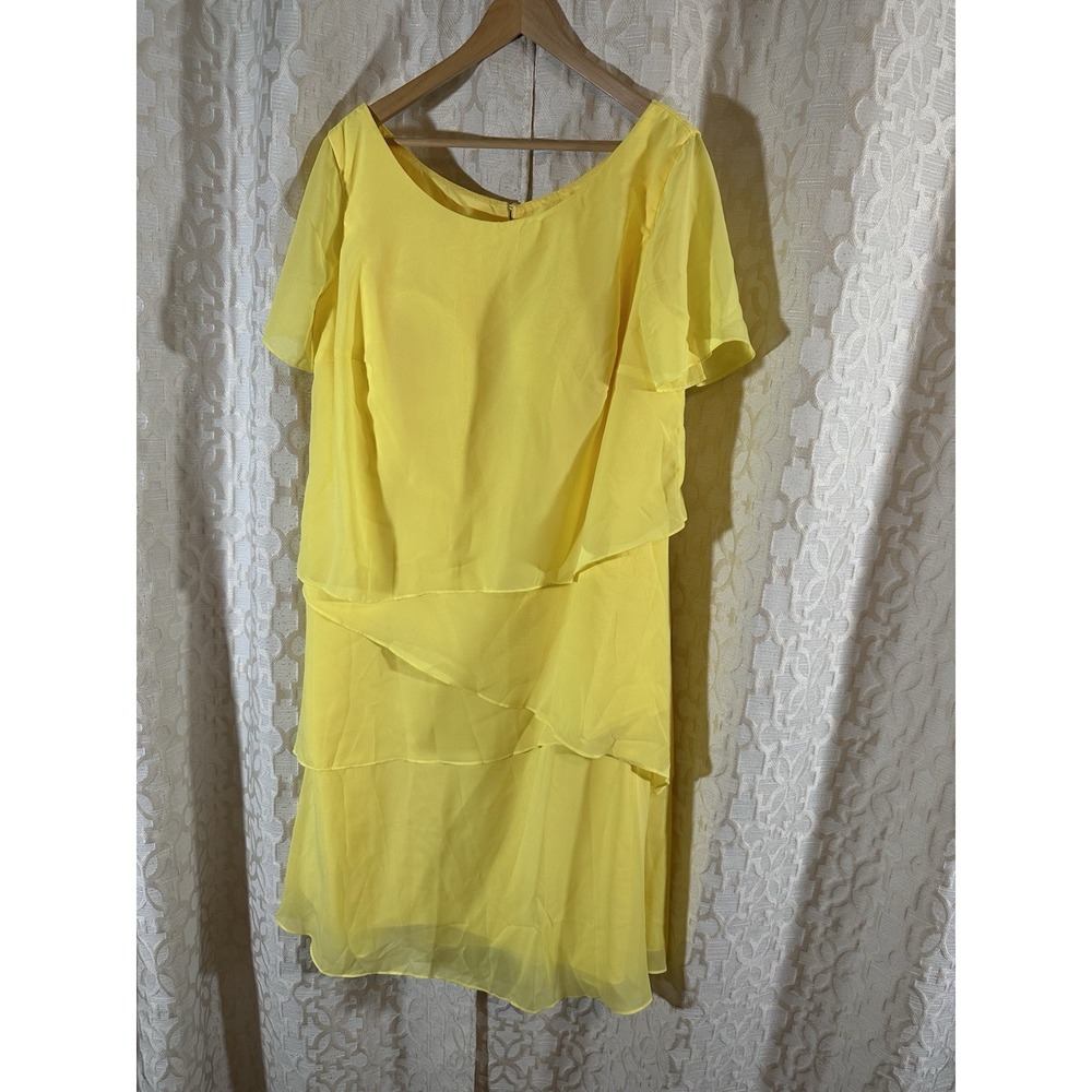 Yellow Chiffon Dress Gown Prom Formal Long Bridesmaid Evening Size 18